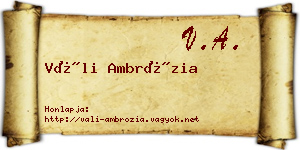 Váli Ambrózia névjegykártya